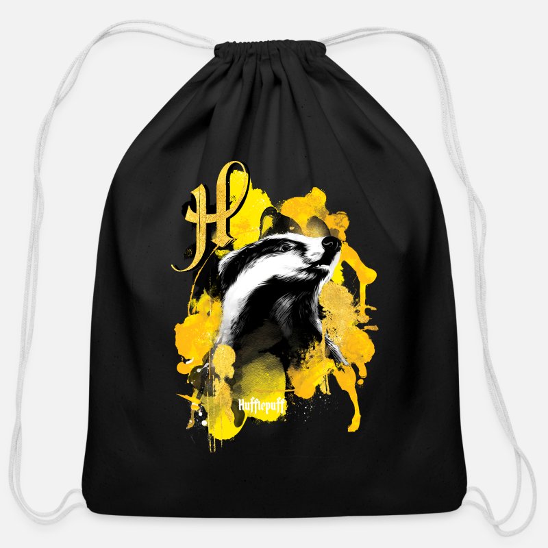 Personalised Large Natural Cotton Drawstring Bag Badger Design 