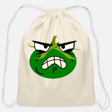 grumpy green tomato - Cotton Drawstring Bag
