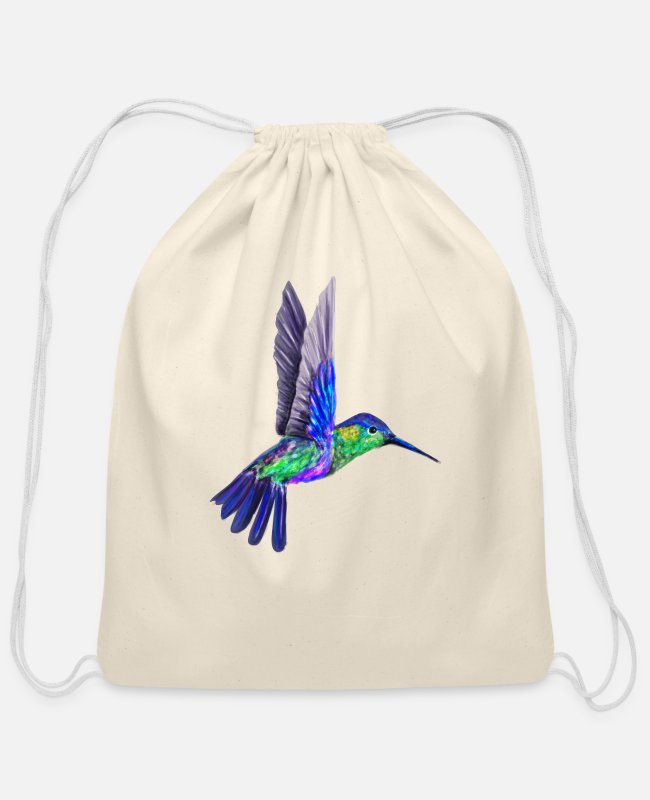 Hummingbird drawstring pouch