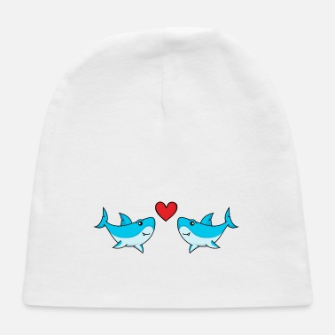 Under Water Shark comic couple love - Baby Cap