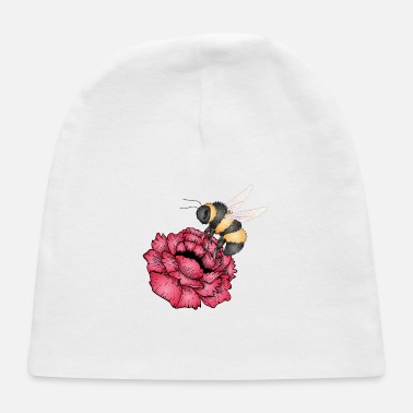 Fly Drawing of a flying bumblebee with a red flower - Baby Cap