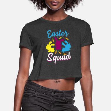 Funny Rabbit Easter Squad Egg Hunting Family Matching Design - Women&#39;s Cropped T-Shirt