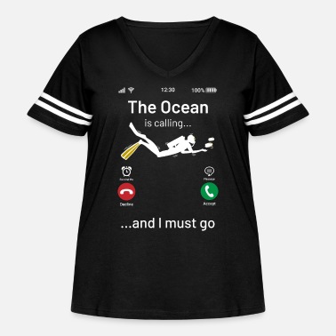 Scuba The Ocean Is Calling - Women&#39;s Curvy Vintage Sports T-Shirt