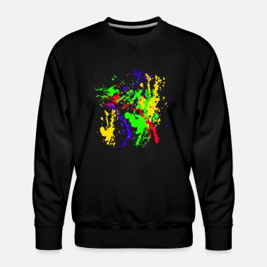 Black Light Spray Paint Splatter Multi Color Graffiti Graphic - Men&#39;s Premium Sweatshirt