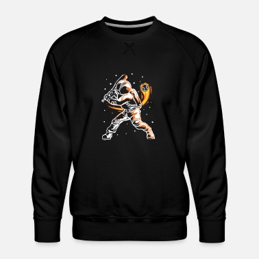 Space Astronaut Baseball Player With Baseball Bat - Men&#39;s Premium Sweatshirt