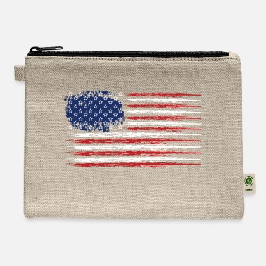 Patriotic USA Stars Stripes Canvas Backpack Sack Bag 