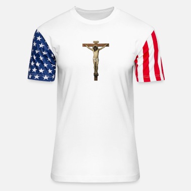 Passion Christ on the Cross Transparent Background Design - Unisex Stars &amp; Stripes T-Shirt