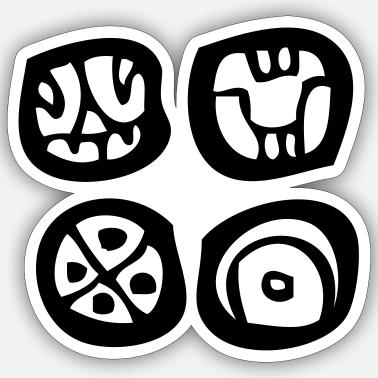 Four Maya Symbols Mayan Script Mayan Glyphs Sticker Spreadshirt