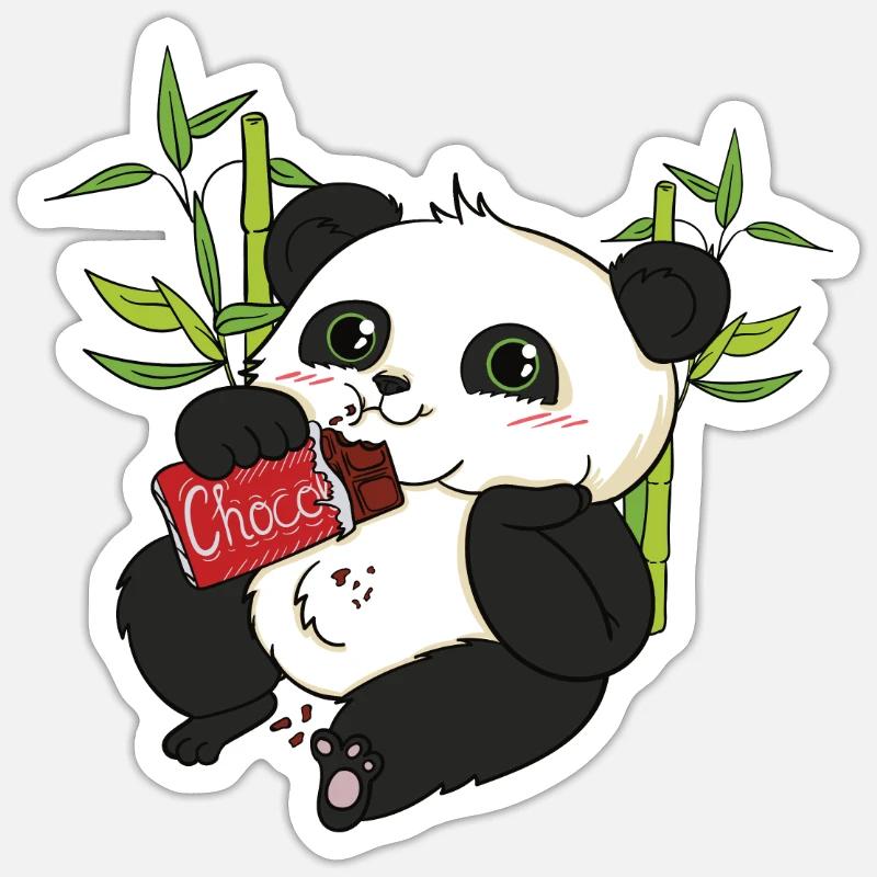Panda Eating Chocolate Gift Present Sticker Spreadshirt
