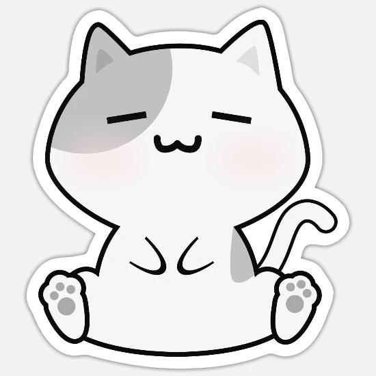 Relaxed White Cat Cartoon Sticker Spreadshirt