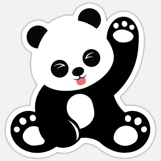 Cute Sitting Panda Cartoon Sticker Spreadshirt