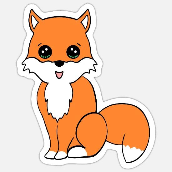 Mignon Drole Heureux Petit Dessin Anime De Renard Bebe Kawaii Sticker Spreadshirt