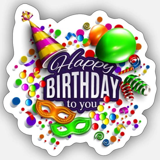 Gateau D Anniversaire Joyeux Anniversaire Souhait Joyeux Anniversaire Sticker Spreadshirt