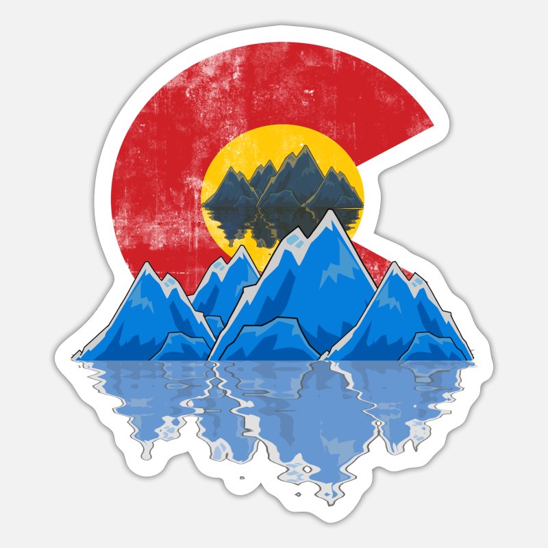 Colorado “C” Flag Mountain Sticker 3” Water Bottle Truck Decal