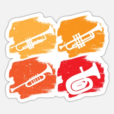 Musician Retro Graphic Trumpet Brass Music Instrument Jazz - Sticker