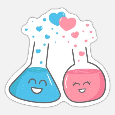Nerdy we&#39;ve got chemistry, cute flasks in love - Sticker