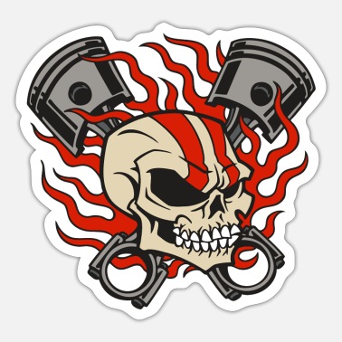 2 Minis Flaming Tribal Skull Biker autocollant Sticker Long Lasting for Any Surface Weather Resistant Hot Leathers 6 x 8 
