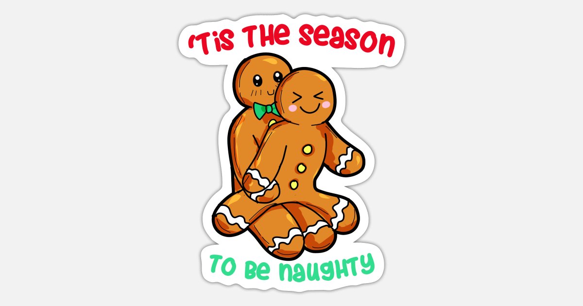 Naughty Gingerbread Couple Christmas Present funny' Sticker | Spreadshirt