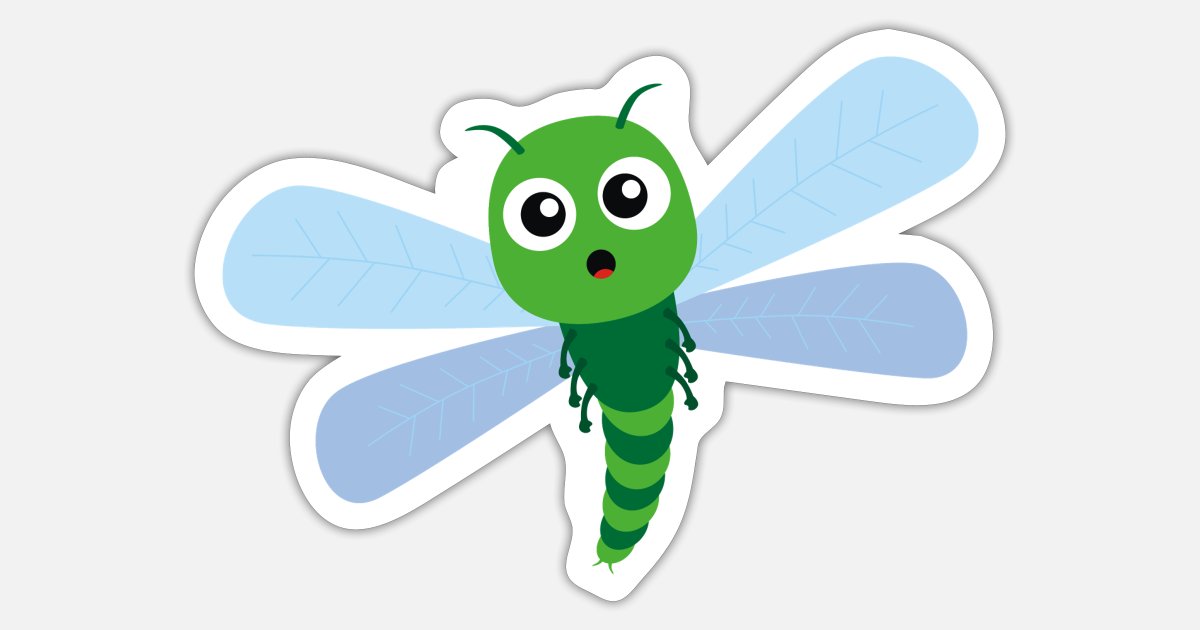 Adorable Green Dragonfly Cartoon' Sticker | Spreadshirt