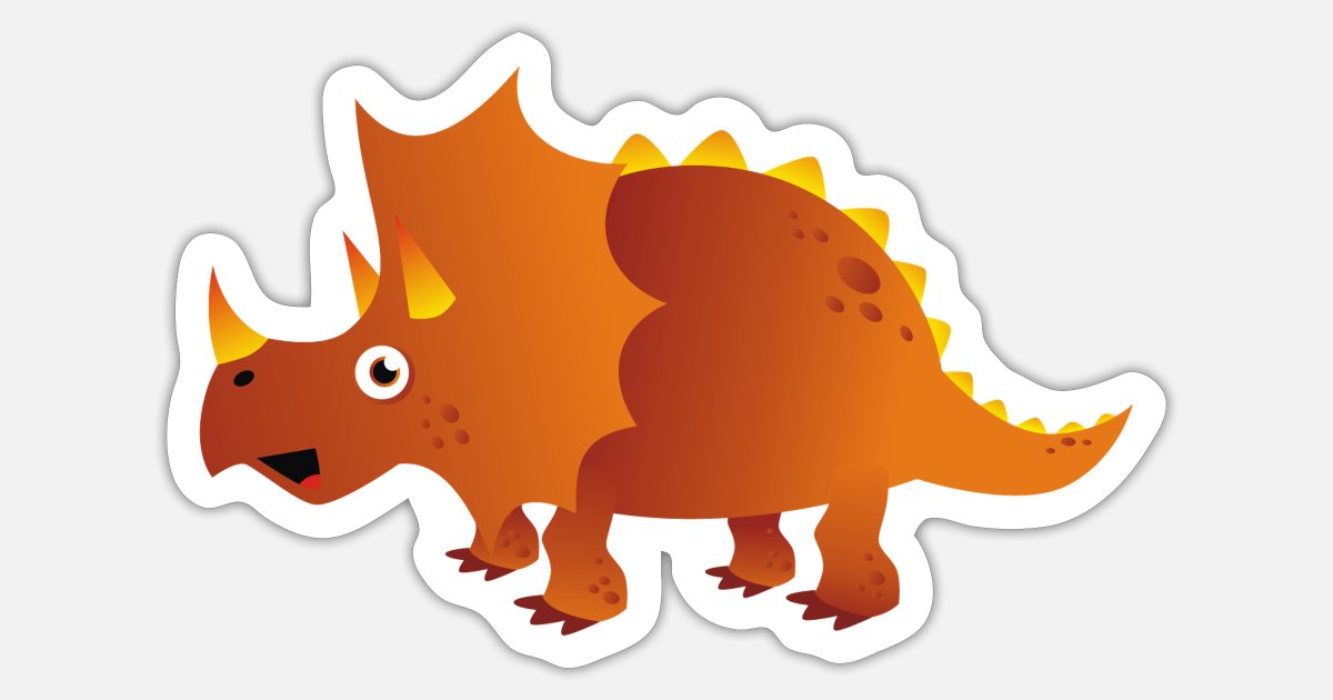 Baby Fire Triceratops Dinosaur Dragon Cartoon' Sticker | Spreadshirt