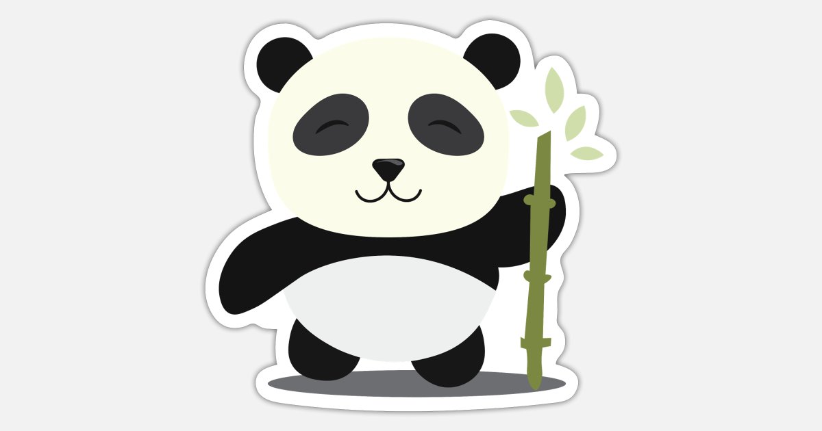 Panda Holding a Bamboo Cartoon' Sticker | Spreadshirt