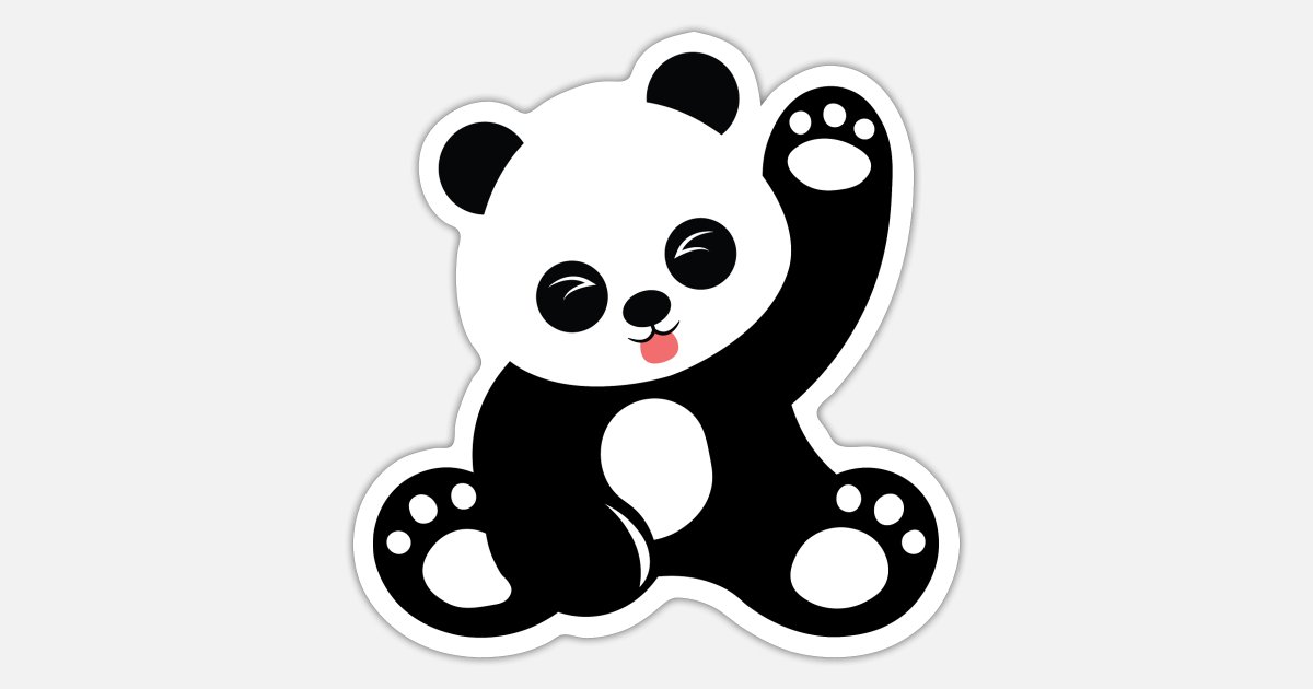 Cute Sitting Panda Cartoon' Sticker | Spreadshirt
