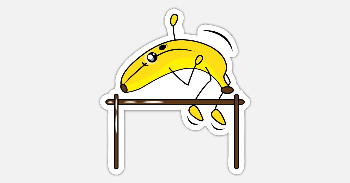 Banana High Jump Cartoon' Sticker | Spreadshirt