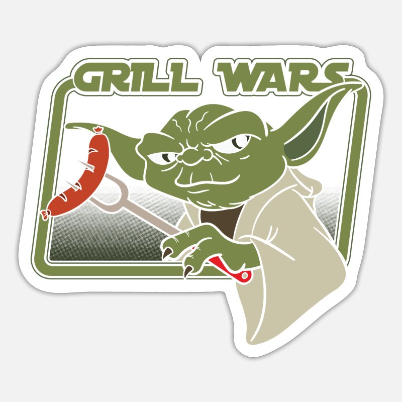 Grill Wars Yoda BBQ Barbecue Griller Funny Gift' Sticker | Spreadshirt