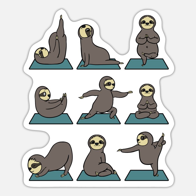 'Sloth Cool Yoga Gymnastic Namaste Funny Pose Gift' Sticker | Spreadshirt