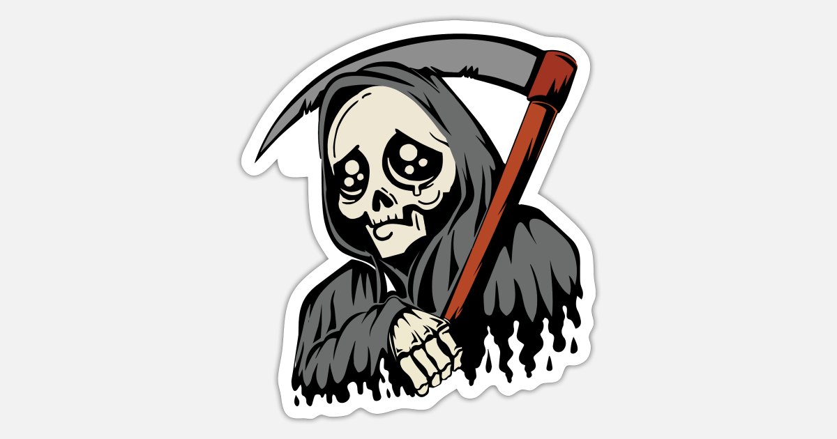 Grim Reaper Funny Sad Death' Sticker | Spreadshirt