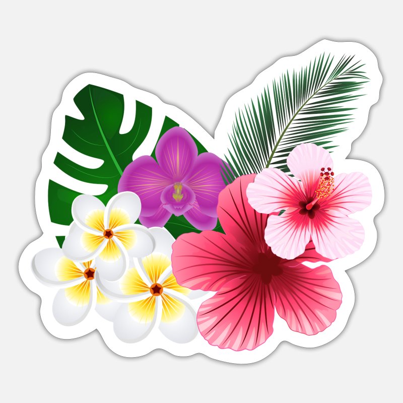 Tropical flowers and blossoms' Sticker | Spreadshirt