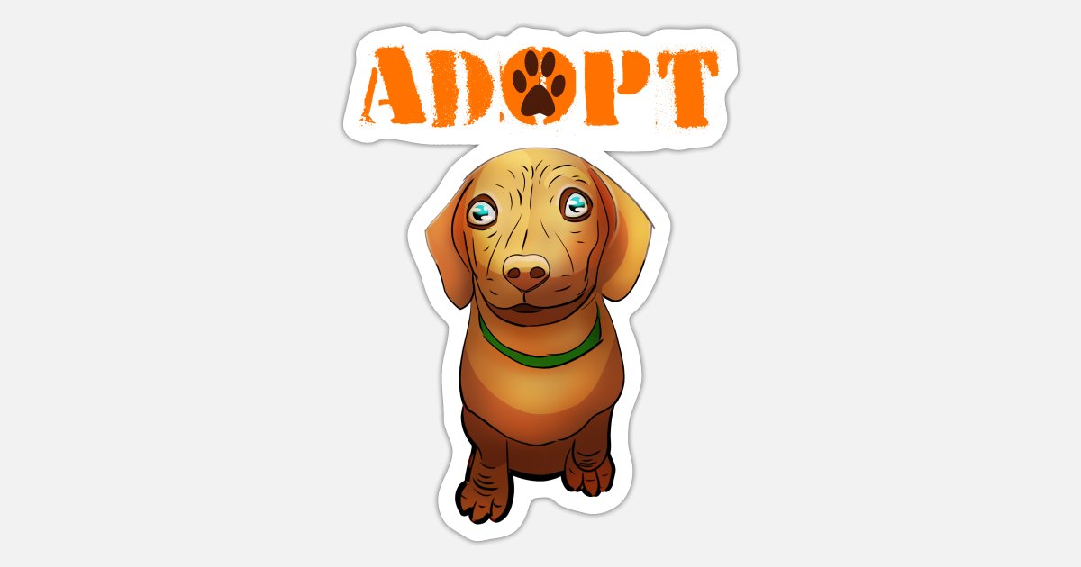 adopt a dog from animal shelter, little cute puppy' Sticker | Spreadshirt