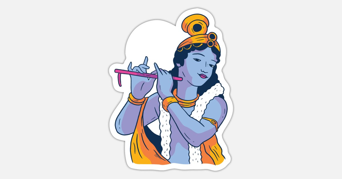 Lord Krishna playing flute in moonshine hinduism' Sticker | Spreadshirt