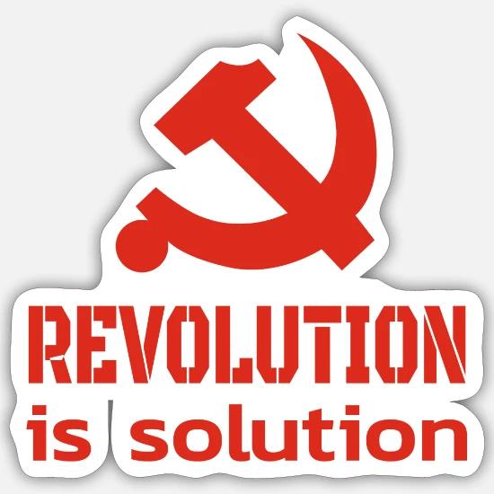 Revolution is Solution Communism Slogan Sticker