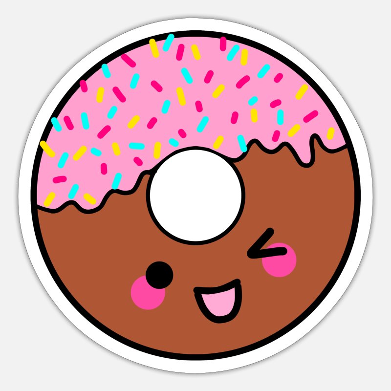 Cute happy sassy winking Kawaii donut cartoon' Sticker | Spreadshirt