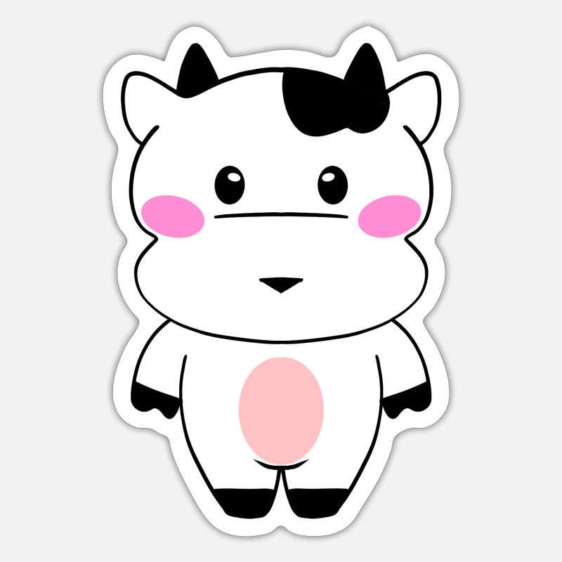 Cute little funny Kawaii baby cow cartoon.' Sticker | Spreadshirt