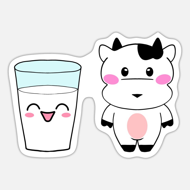 Funny cute milk glass and baby cow Kawii cartoon' Sticker | Spreadshirt