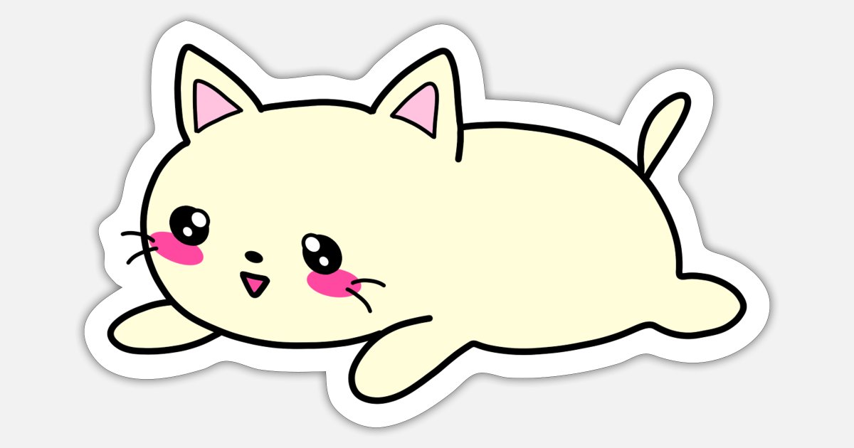Cute happy white little chibi Kawaii baby kitten' Sticker | Spreadshirt