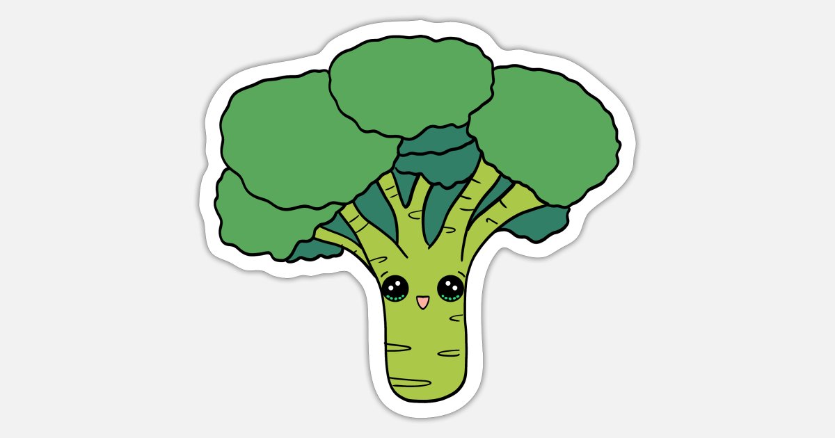 Cute little happy Kawaii broccoli veggie cartoon' Sticker | Spreadshirt