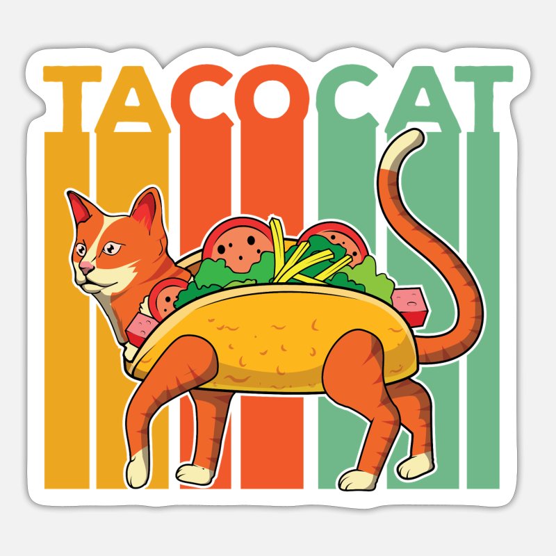 Cute Taco Cat Funny Mexican Food Lover Gifts | Tac' Sticker | Spreadshirt