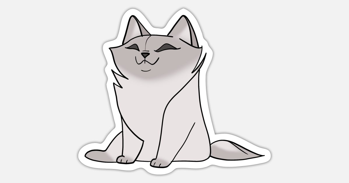 Pleased happy lazy relaxed grey chubby cat cartoon' Sticker | Spreadshirt