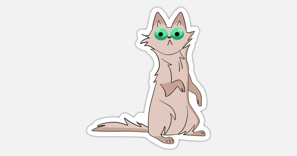 Funny hilarious shocked surprised grey cat cartoon' Sticker | Spreadshirt