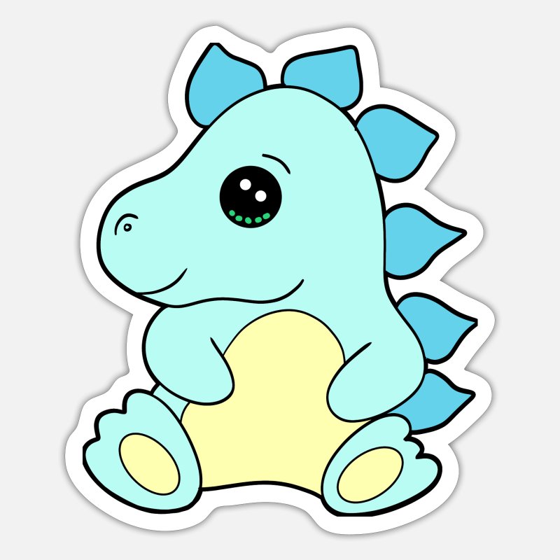 Cute little blue baby dinosaur cartoon' Sticker | Spreadshirt