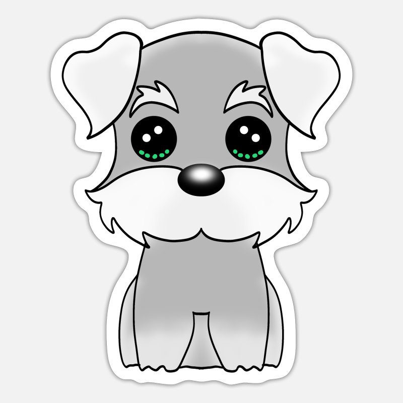 Cute little mini baby Schnauzer puppy dog cartoon.' Sticker | Spreadshirt