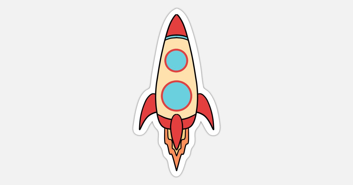 'Cute funny galactic red spaceship cartoon in space' Sticker | Spreadshirt