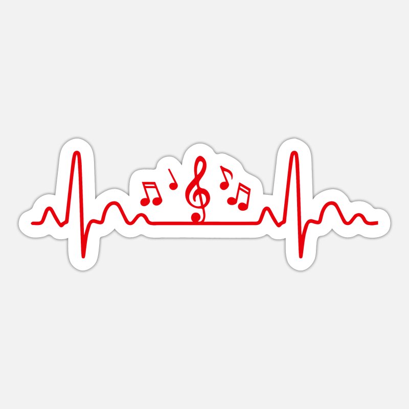 Heartbeat Music Music Clef Music Notes Musician' Sticker | Spreadshirt