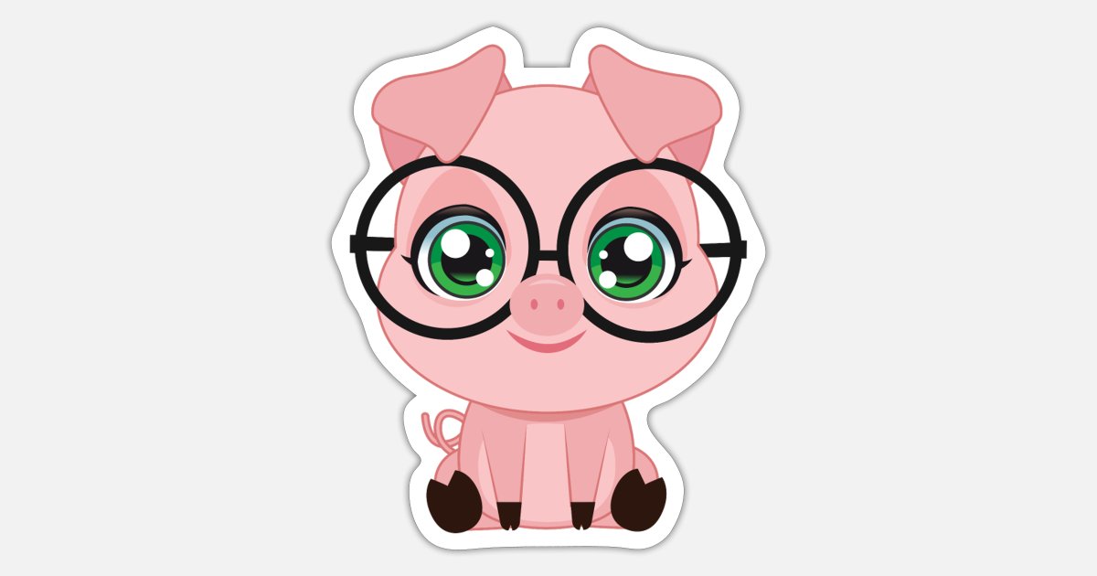 Pig with Glasses cutie Pet Nerd Nerdy Shirt Man Wo' Sticker 