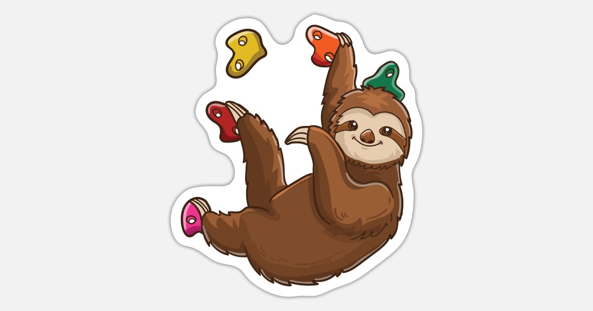 Funny Rock Climbing Sloth Bouldering Wall Climb' Sticker | Spreadshirt