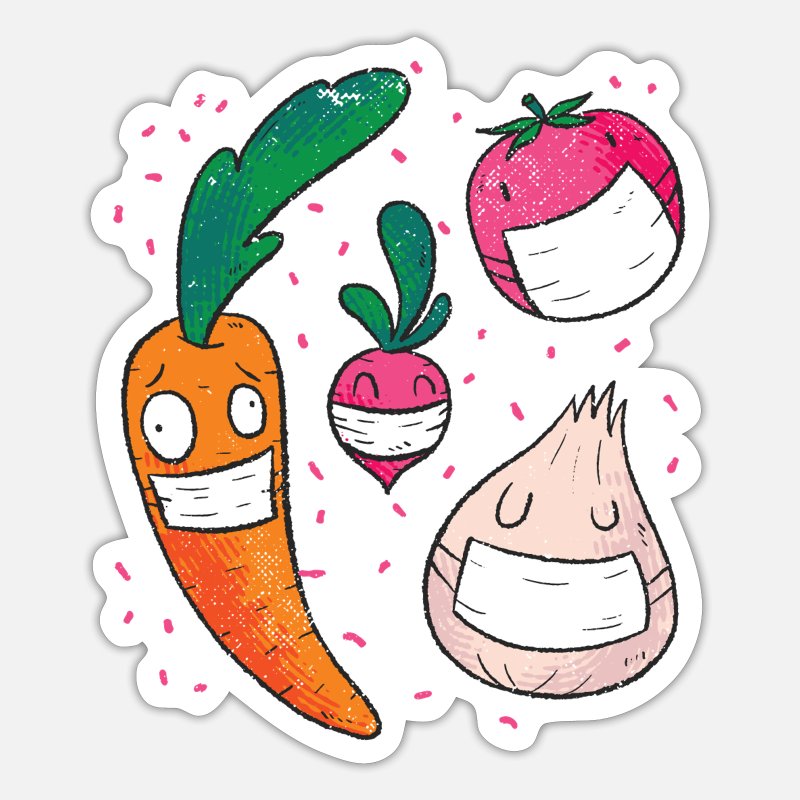 Funny Vegetables Face Mask Gift Idea' Sticker | Spreadshirt