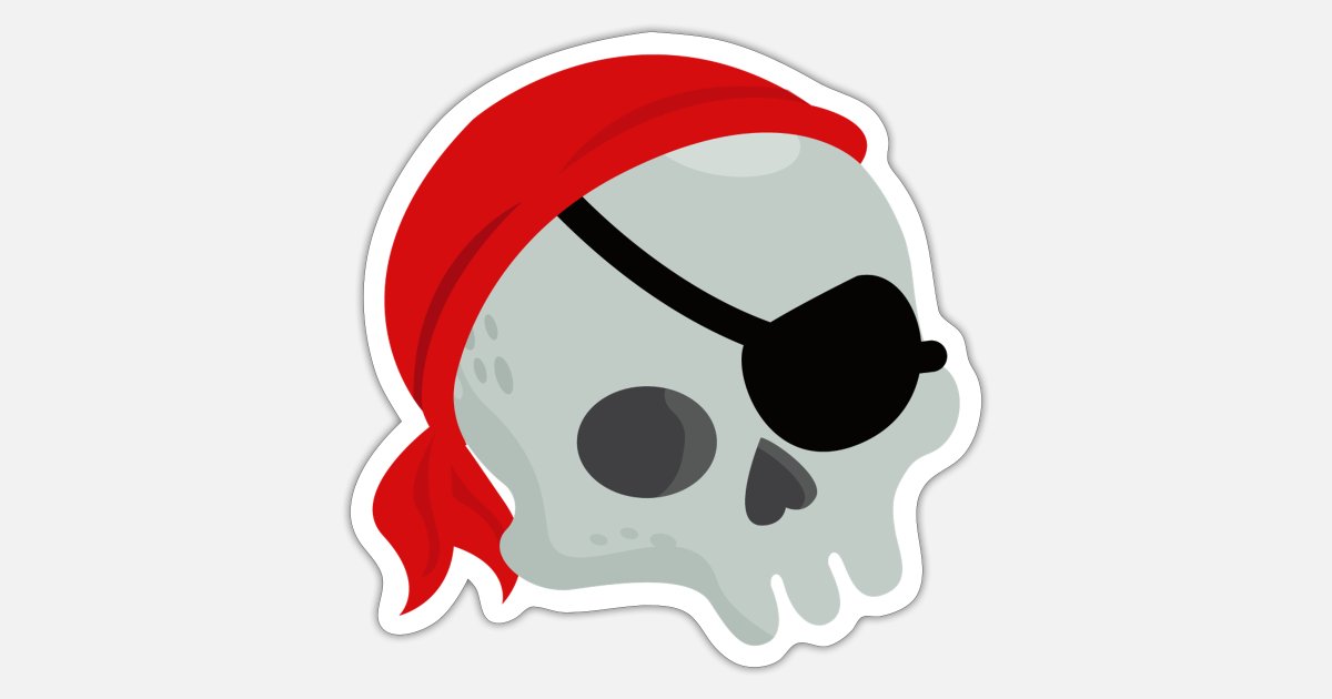 'Pirate skull cartoon drawing for kids' Sticker | Spreadshirt